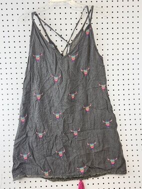 Judith March Western Spaghetti Strap Festival Southwestern Bull Skull Dress S